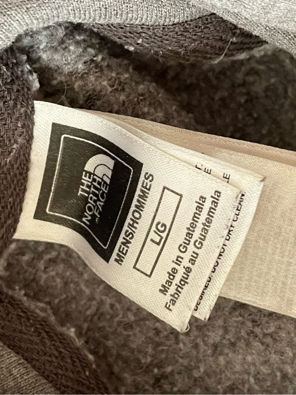 The North Face Men's Gray Crewneck Hoodie with Red Logo